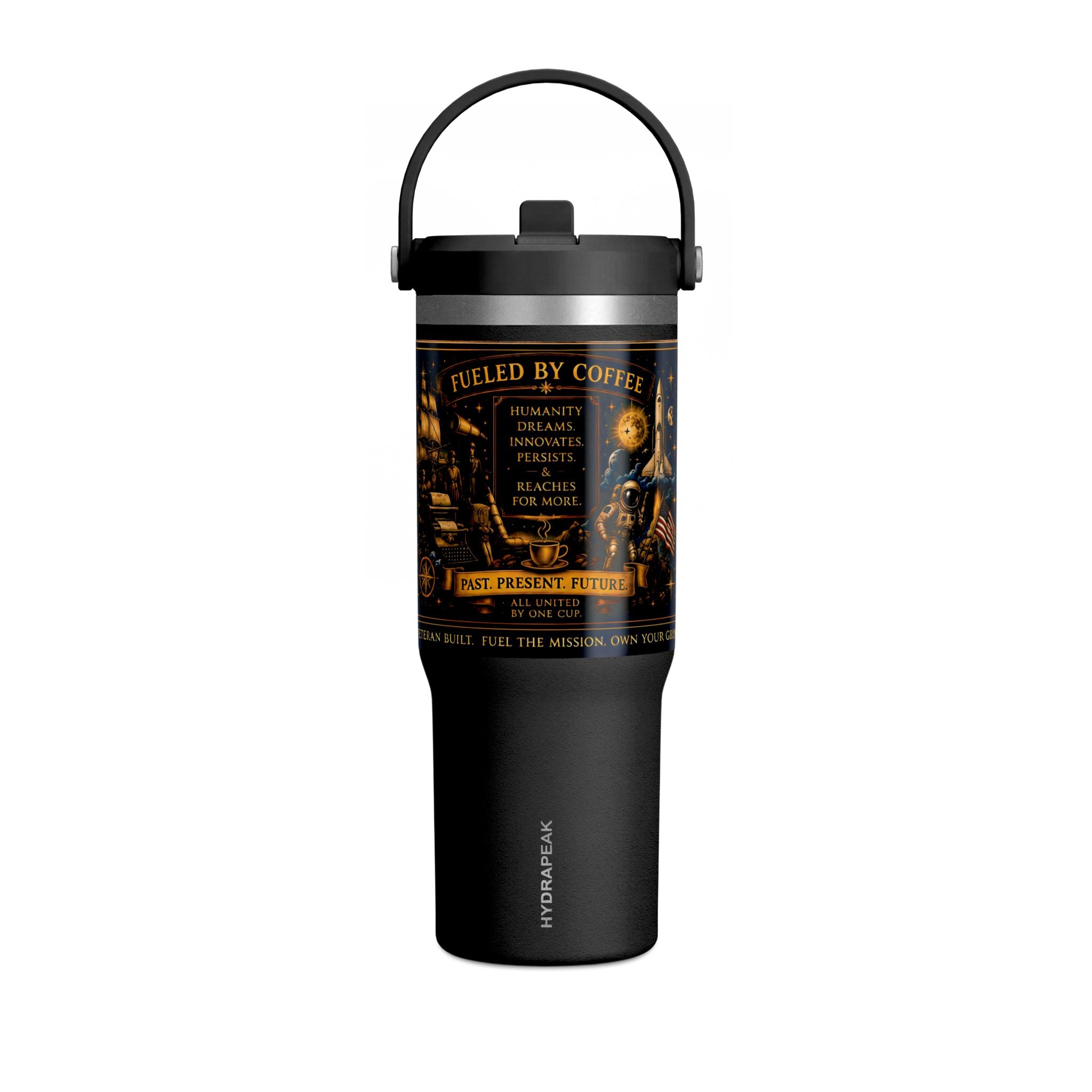32oz Nomad Tumbler – Fueled by Coffee Travel Mug with Adventure Vibe