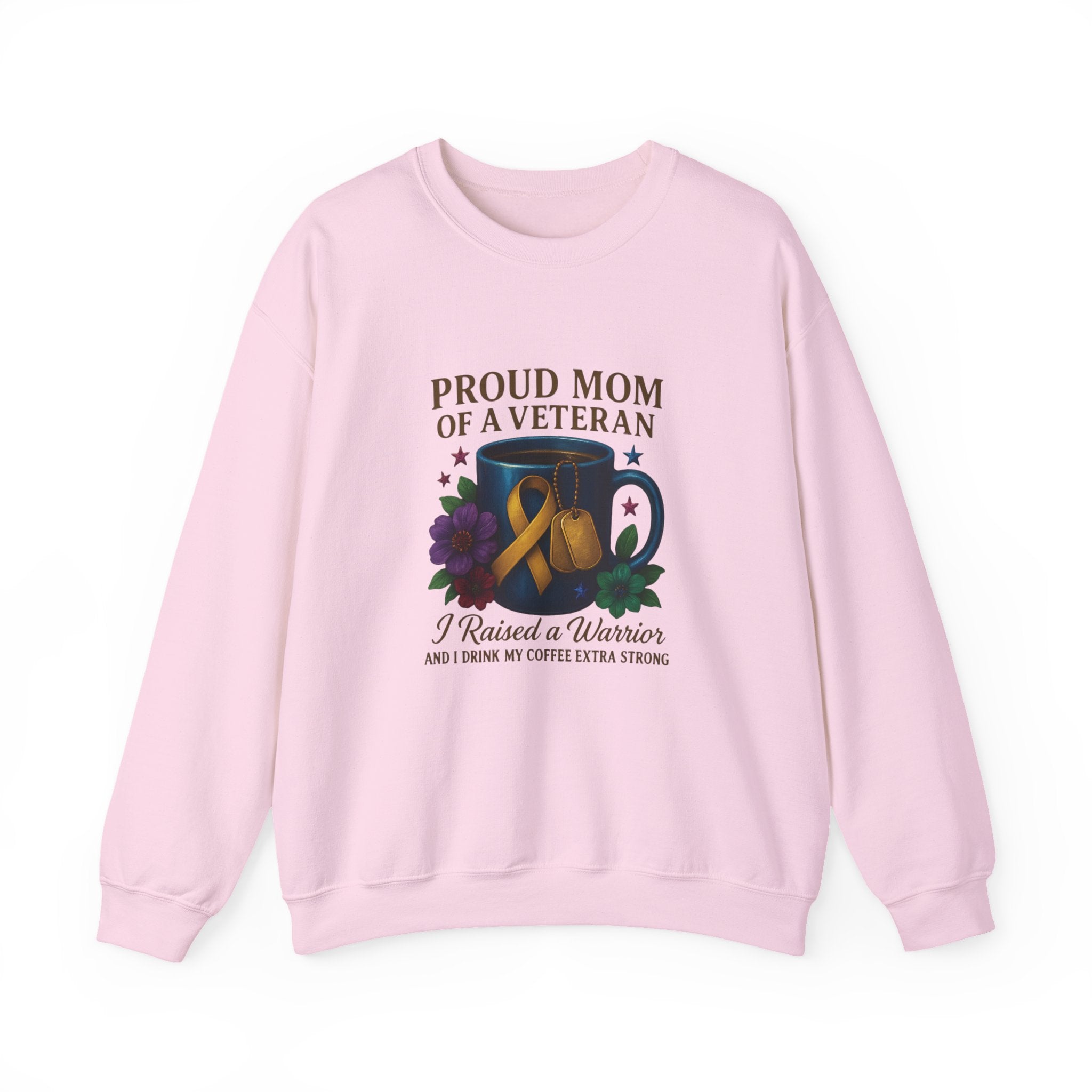 Proud Mom of a Veteran Crewneck Sweatshirt — "I Raised a Warrior" Military Mom Gift