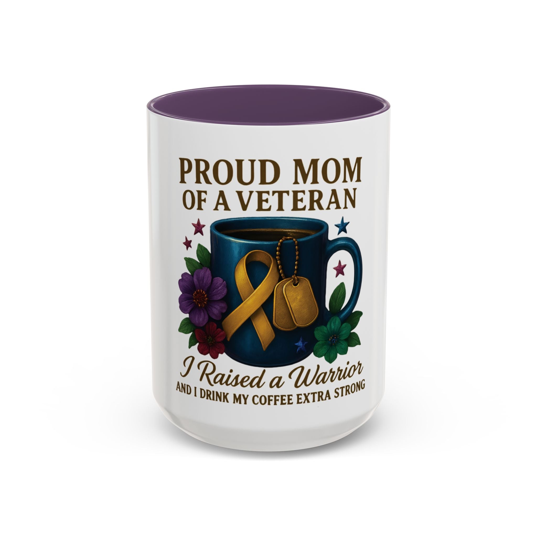 Proud Mom of a Veteran Coffee Mug — "I Raised a Warrior" Accent Mug (11/15oz)