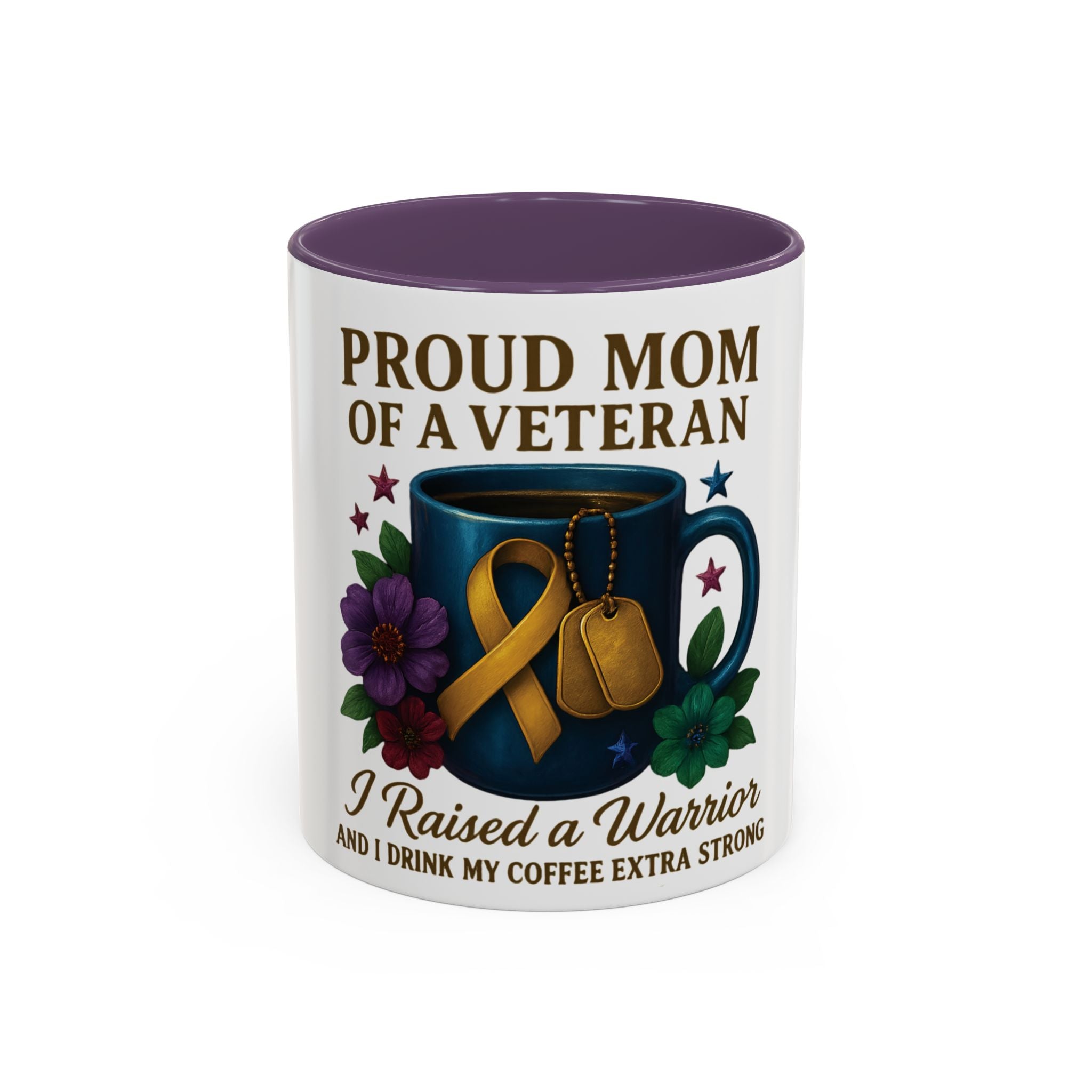Proud Mom of a Veteran Coffee Mug — "I Raised a Warrior" Accent Mug (11/15oz)