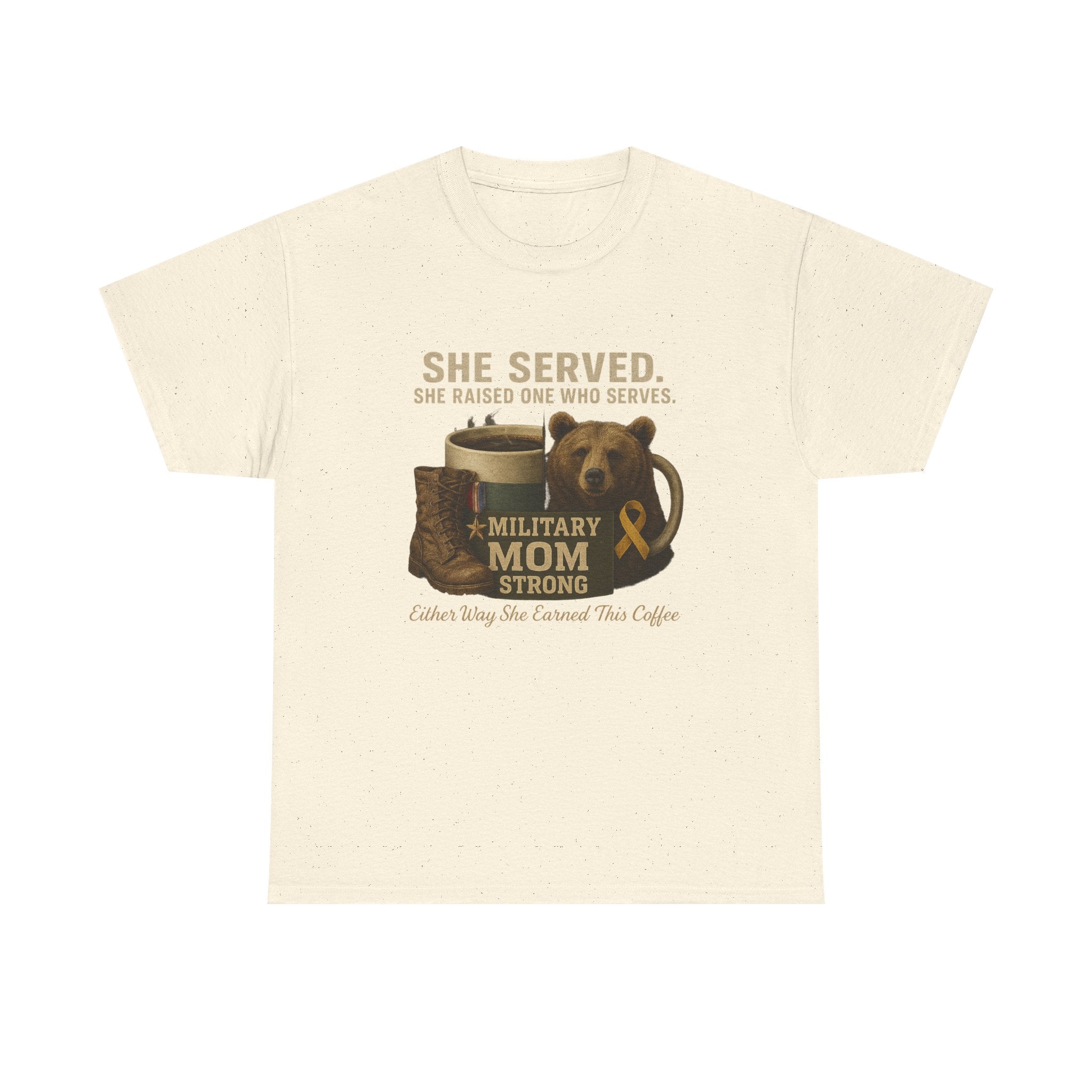 Military Mom T-Shirt — "She Served. She Raised One Who Serves" Support Tee