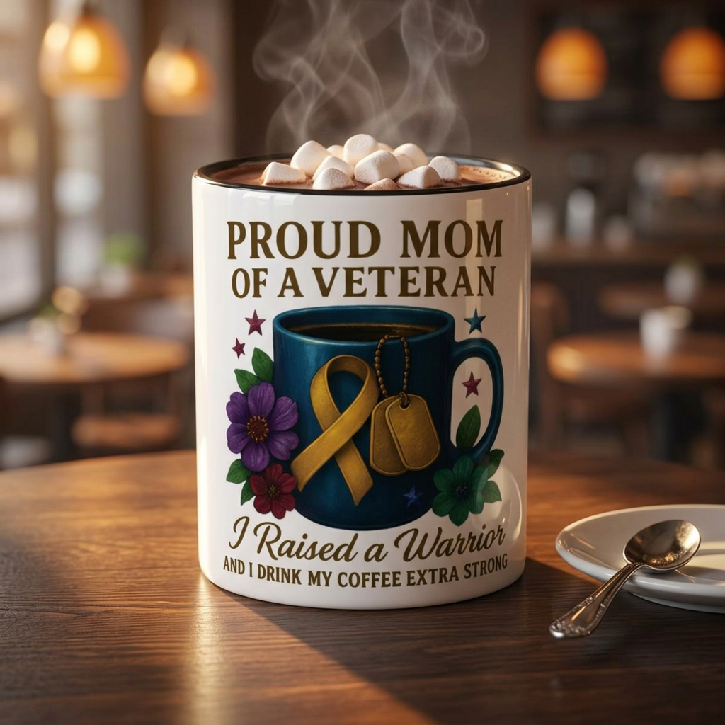 Proud Mom of a Veteran Coffee Mug — "I Raised a Warrior" Accent Mug (11/15oz)