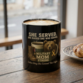Military Mom Coffee Mug — "She Served, She Raised One Who Serves" Veteran Mom Tribute