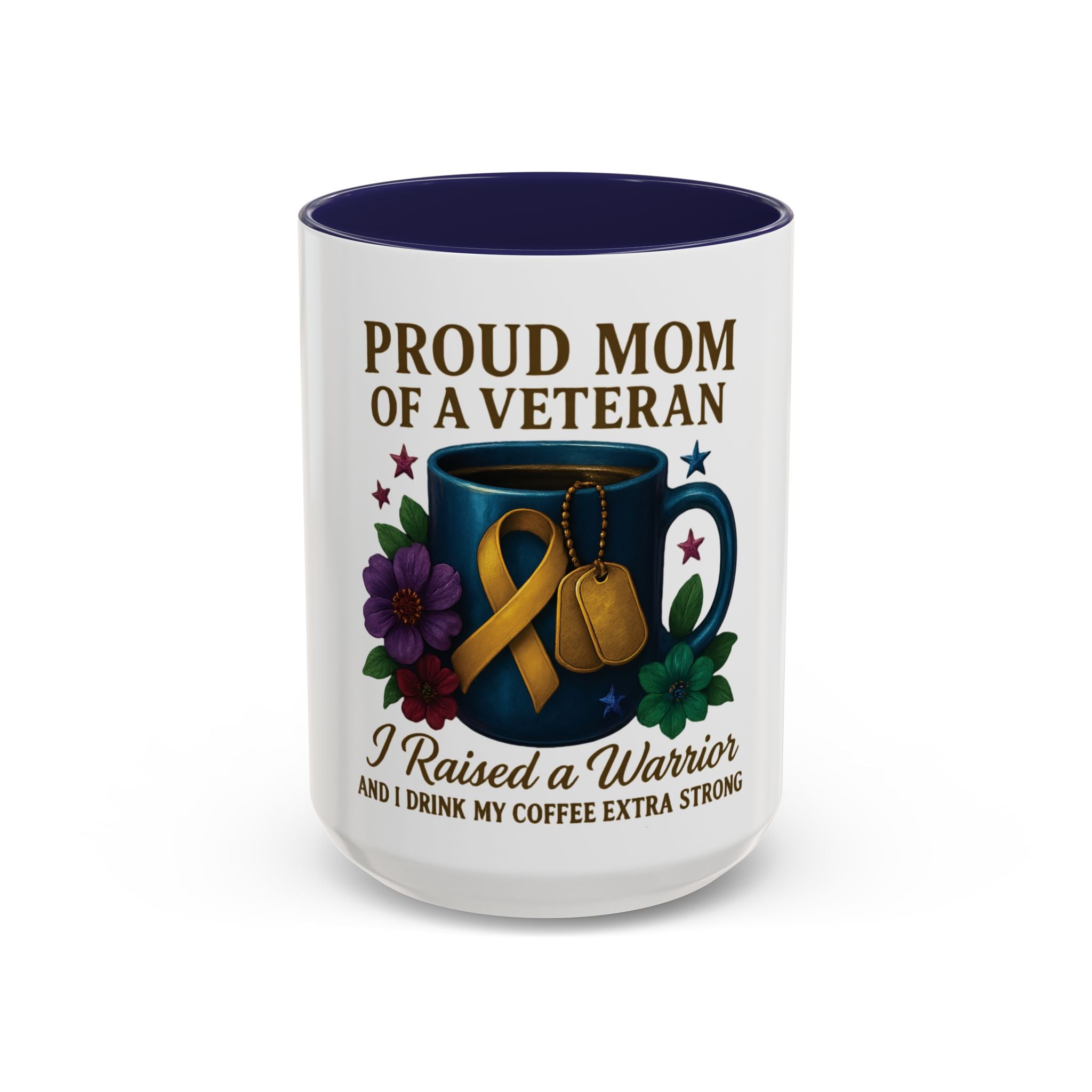 Proud Mom of a Veteran Coffee Mug — "I Raised a Warrior" Accent Mug (11/15oz)