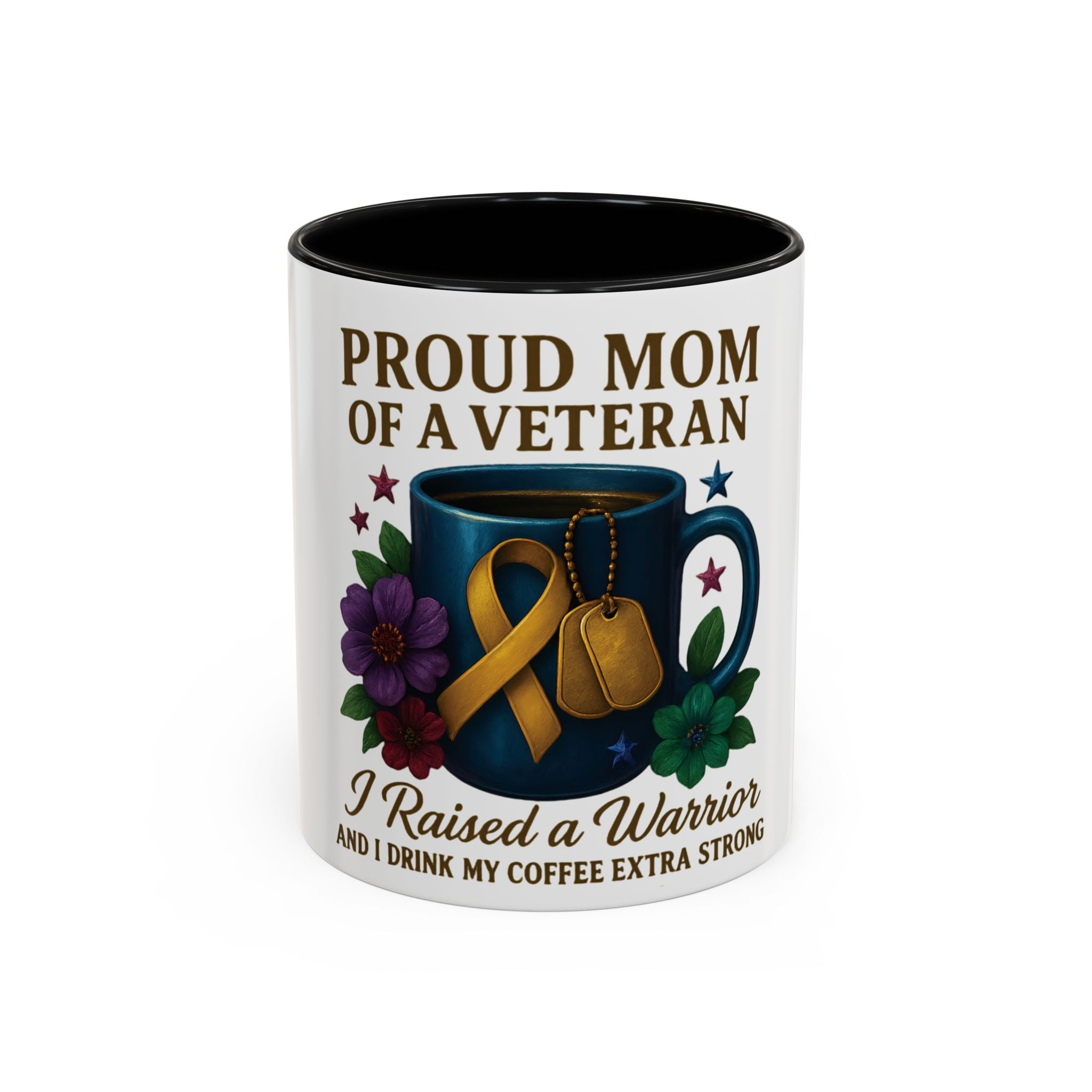 Proud Mom of a Veteran Coffee Mug — "I Raised a Warrior" Accent Mug (11/15oz)
